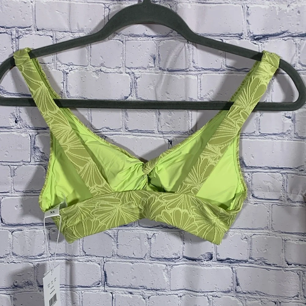 Andie Swim Womens Portofino Bikini Top in Green Floral Print Tropical Sz XS NWT
